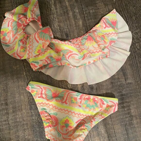 [sunuva] baby girls neon tribal ruffle bikini #10 - Picture 2 of 4